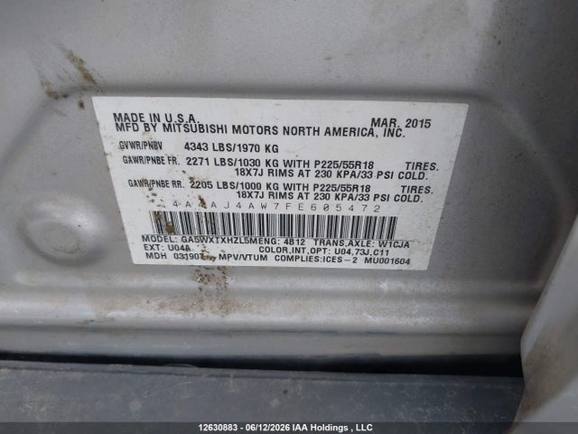 4A4AJ4AW7FE605472 Mitsubishi Rvr Gt