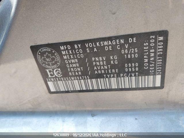 Aukcja sprzedaży 2025 Volkswagen Jetta 1.5t Se, vin: 3VWEX7BU5SM094755, numer aukcji: 12630889