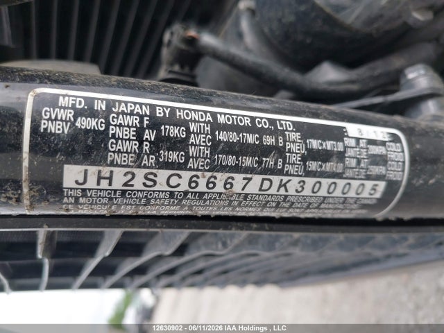 Aukcja sprzedaży 2013 Honda Vt1300 Cra, vin: JH2SC6667DK300005, numer aukcji: 12630902