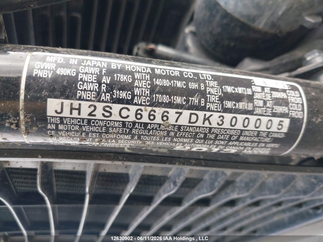 Aukcja sprzedaży 2013 Honda Vt1300 Cra, vin: JH2SC6667DK300005, numer aukcji: 12630902