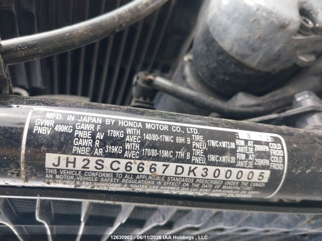 Aukcja sprzedaży 2013 Honda Vt1300 Cra, vin: JH2SC6667DK300005, numer aukcji: 12630902