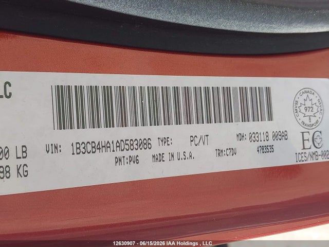 2010 Dodge Caliber Sxt მანქანა იყიდება აუქციონზე, vin: 1B3CB4HA1AD583086, აუქციონის ნომერი: 12630907
