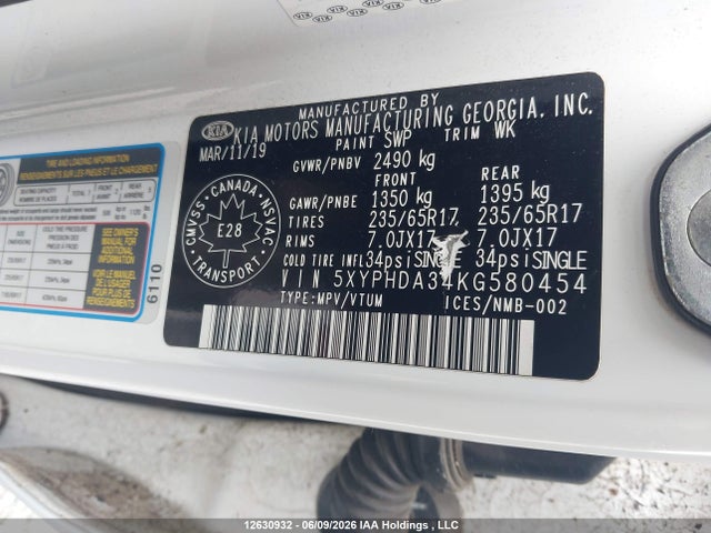 KIA SORENTO EX 2019 5XYPHDA34KG580454 Image 19