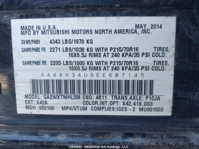 4A4AH3AU9EE607145 Mitsubishi RVR