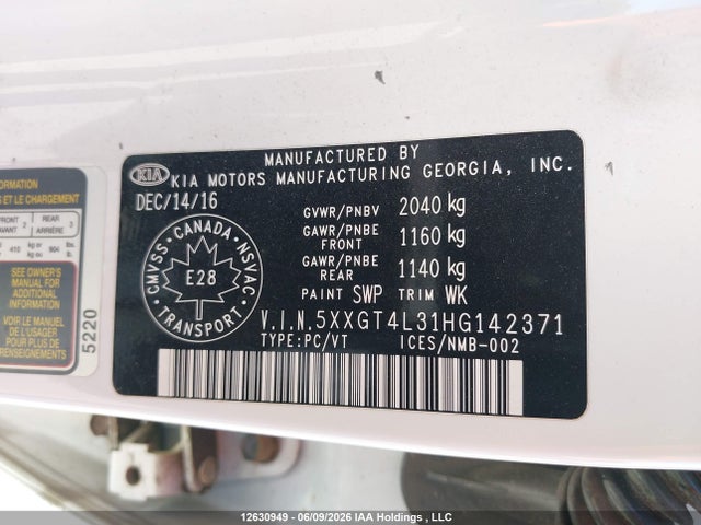 Продажа на аукционе авто 2017 Kia Optima Lx, vin: 5XXGT4L31HG142371, номер лота: 12630949