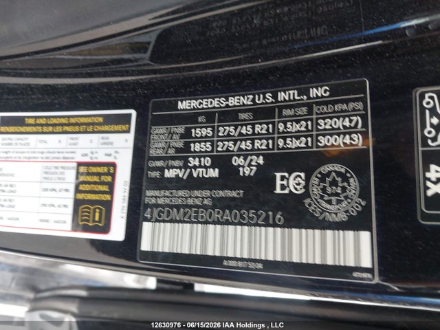 2024 Mercedes-benz Eqs 450 4matic მანქანა იყიდება აუქციონზე, vin: 4JGDM2EB0RA035216, აუქციონის ნომერი: 12630976