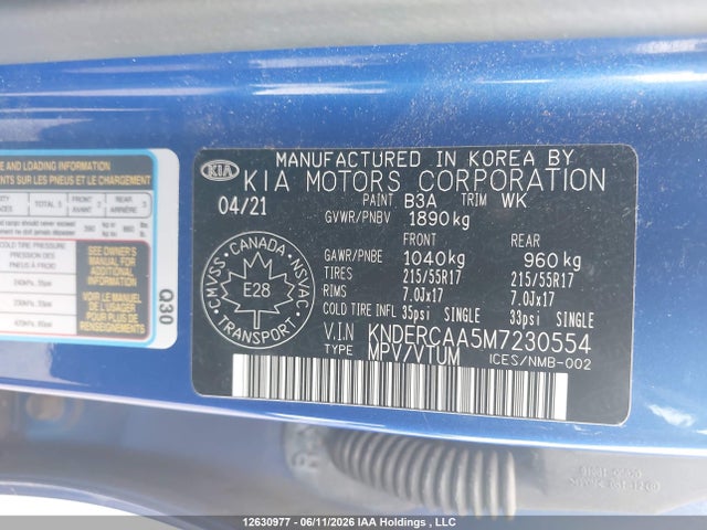 Aukcja sprzedaży 2021 Kia Seltos Ex/ex Premium, vin: KNDERCAA5M7230554, numer aukcji: 12630977