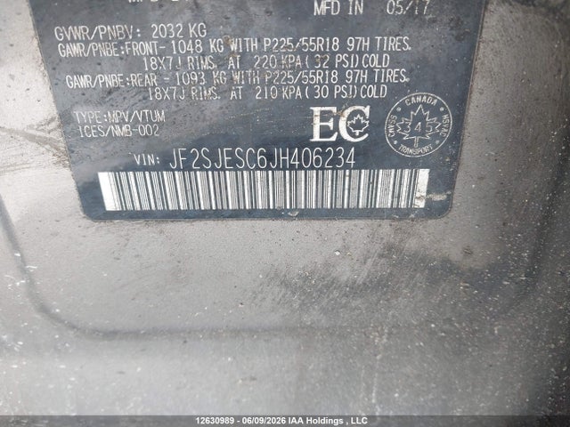 12630989 :رقم المزاد ، JF2SJESC6JH406234 vin ، 2018 Subaru Forester 2.5i Touring مزاد بيع