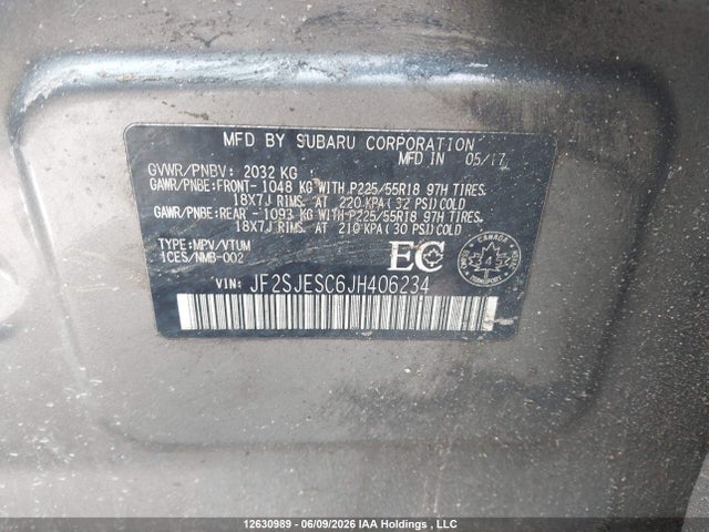 12630989 :رقم المزاد ، JF2SJESC6JH406234 vin ، 2018 Subaru Forester 2.5i Touring مزاد بيع
