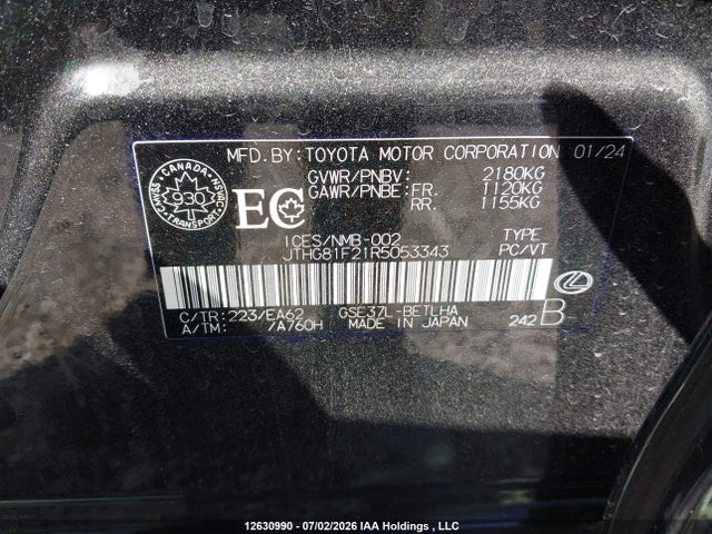 Auction sale of the 2024 Lexus Is 300 300, vin: JTHG81F21R5053343, lot number: 12630990