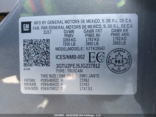 3GTU2PEJ5JG237912 GMC Sierra 1500 Denali