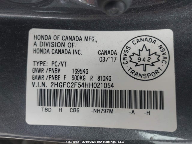 Honda Civic Lx 2017 2HGFC2F54HH021054 Image 9