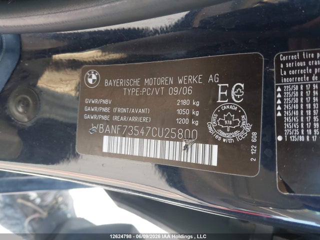 12624798 :رقم المزاد ، WBANF73547CU25800 vin ، 2007 Bmw 530xi مزاد بيع