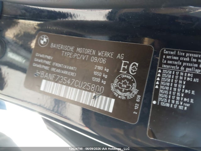 12624798 :رقم المزاد ، WBANF73547CU25800 vin ، 2007 Bmw 530xi مزاد بيع