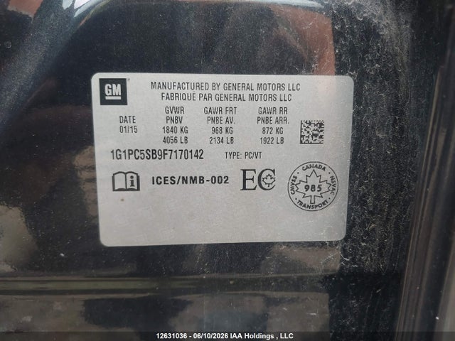 Chevrolet Cruze 2015 1G1PC5SB9F7170142 Image 9