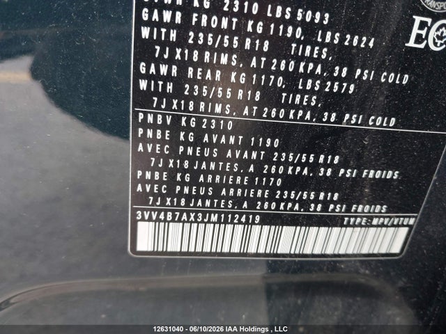 3VV4B7AX3JM112419 Volkswagen Tiguan Sel Premium