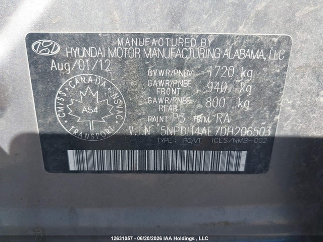 Aukcja sprzedaży 2013 Hyundai Elantra Gls/limited, vin: 5NPDH4AE7DH206503, numer aukcji: 12631057