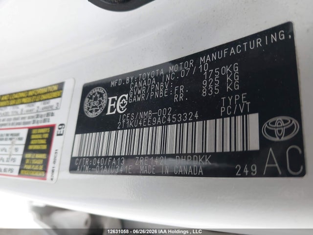 2010 Toyota Corolla Matrix მანქანა იყიდება აუქციონზე, vin: 2T1KU4EE9AC453324, აუქციონის ნომერი: 12631058