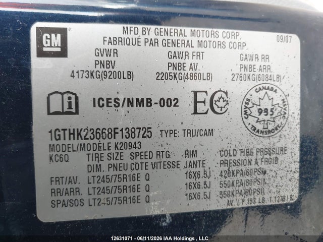 Продажа на аукционе авто 2008 Gmc Sierra K2500 Heavy Duty, vin: 1GTHK23668F138725, номер лота: 12631071