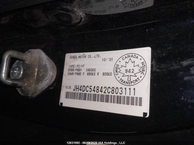 Продажа на аукционе авто 2002 Acura Rsx, vin: JH4DC54842C803111, номер лота: 12631092
