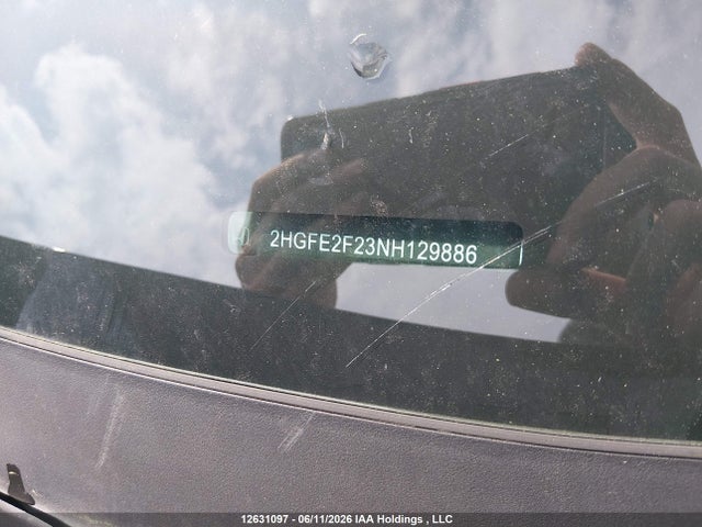 Продаж на аукціоні авто 2022 Honda Civic Lx, vin: 2HGFE2F23NH129886, номер лоту: 12631097