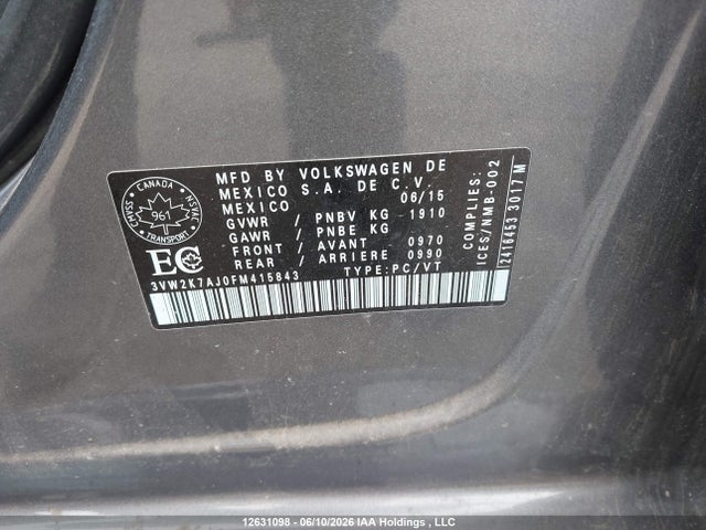 Volkswagen Jetta 2015 3VW2K7AJ0FM415843 Image 9
