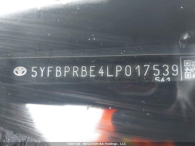 12631124 :رقم المزاد ، 5YFBPRBE4LP017539 vin ، 2020 Toyota Corolla مزاد بيع