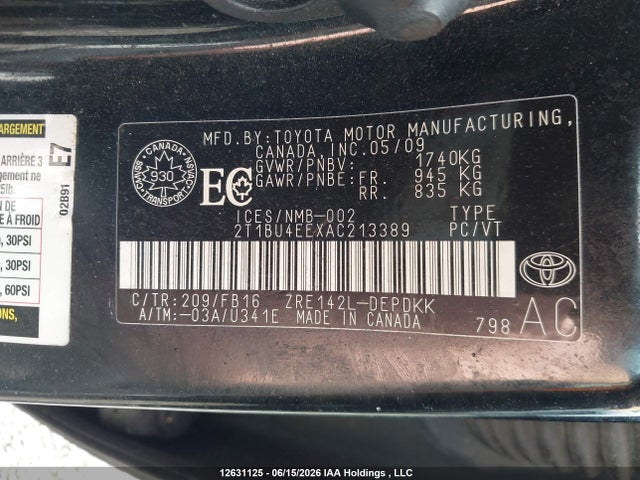 Aukcja sprzedaży 2010 Toyota Corolla S/le/xle, vin: 2T1BU4EEXAC213389, numer aukcji: 12631125