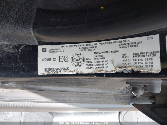 Aukcja sprzedaży 2006 Hummer H3 Suv, vin: 5GTDN136X68254472, numer aukcji: 12631128