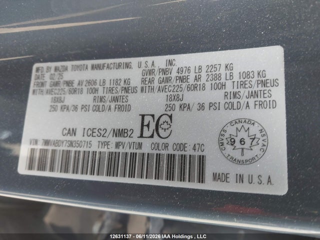 2025 Mazda Cx-50 Gt/meridian მანქანა იყიდება აუქციონზე, vin: 7MMVABDY7SN350715, აუქციონის ნომერი: 12631137