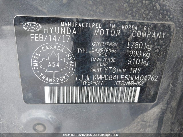 KMHD84LF6HU404762 Hyundai Elantra Gls
