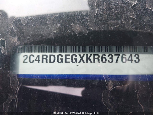 Продажа на аукционе авто 2019 Dodge Grand Caravan Gt, vin: 2C4RDGEGXKR637643, номер лота: 12631154