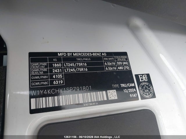 Продажа на аукционе авто 2025 Mercedes-benz Sprinter 2500, vin: W1Y4KCHY1SP791801, номер лота: 12631156