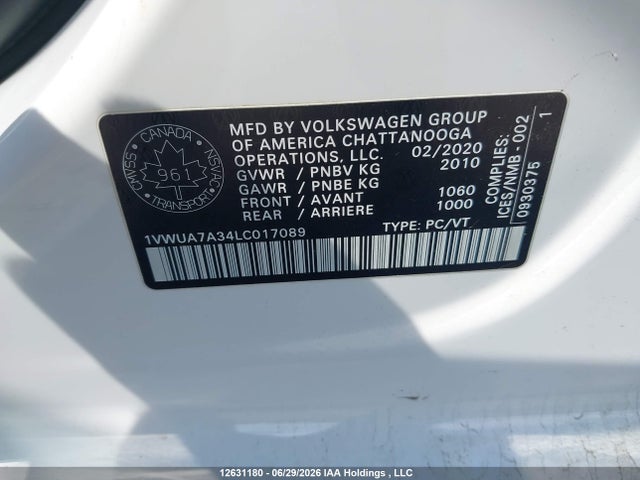 Volkswagen Passat Highline 2020 1VWUA7A34LC017089 Image 9