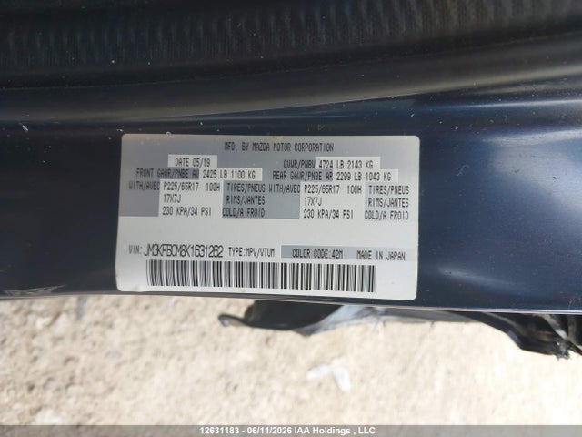 Aukcja sprzedaży 2019 Mazda Cx-5 Touring, vin: JM3KFBCM8K1631262, numer aukcji: 12631183