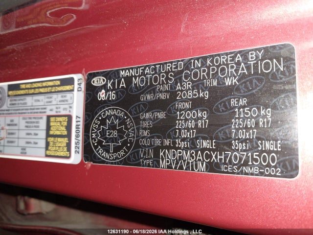 KIA Sportage 2017 KNDPM3ACXH7071500 Image 18