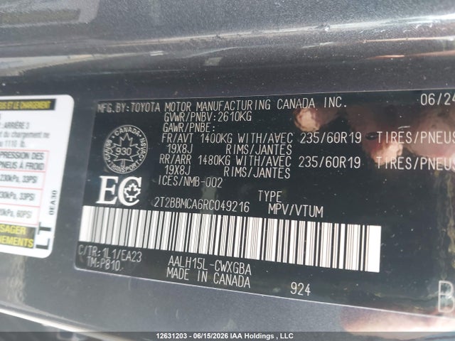 2T2BBMCA6RC049216 Lexus Rx 350h