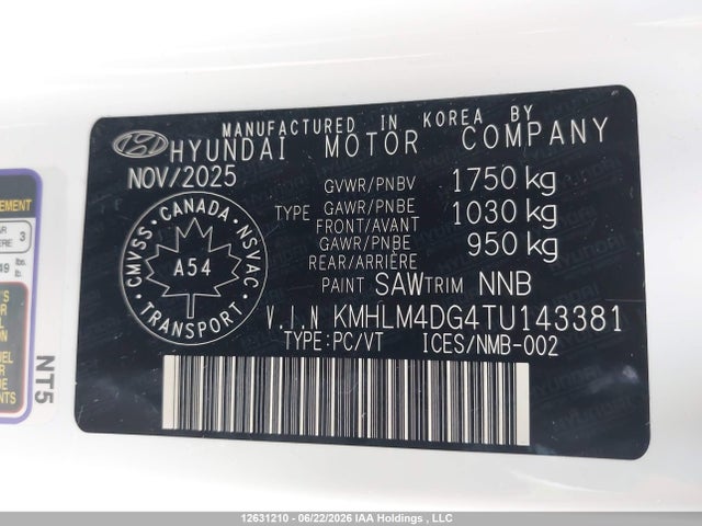 2026 Hyundai Elantra Essential მანქანა იყიდება აუქციონზე, vin: KMHLM4DG4TU143381, აუქციონის ნომერი: 12631210