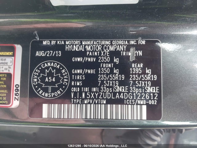 Продаж на аукціоні авто 2013 Hyundai Santa Fe Sport, vin: 5XYZUDLA4DG122612, номер лоту: 12631295