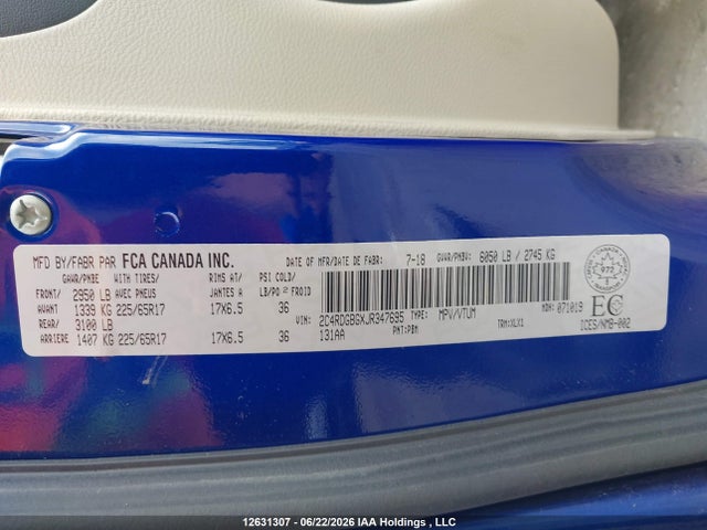Продаж на аукціоні авто 2018 Dodge Grand Caravan Cvp/sxt, vin: 2C4RDGBGXJR347695, номер лоту: 12631307