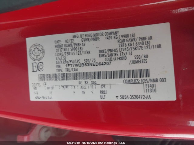 Ford F250 Super Duty 2022 1FT7W2B63NED64207 Image 17