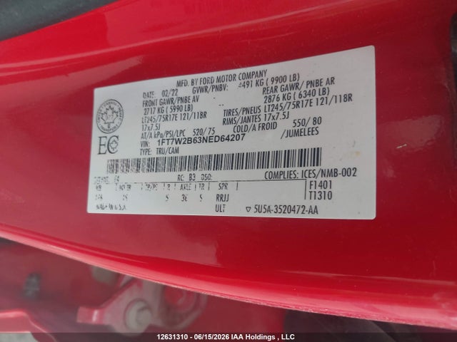 Ford F250 Super Duty 2022 1FT7W2B63NED64207 Image 9