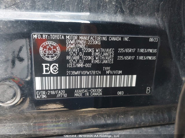Продаж на аукціоні авто 2023 Toyota Rav4 Hybrid Le, vin: 2T3BWRFV0PW178124, номер лоту: 12631314