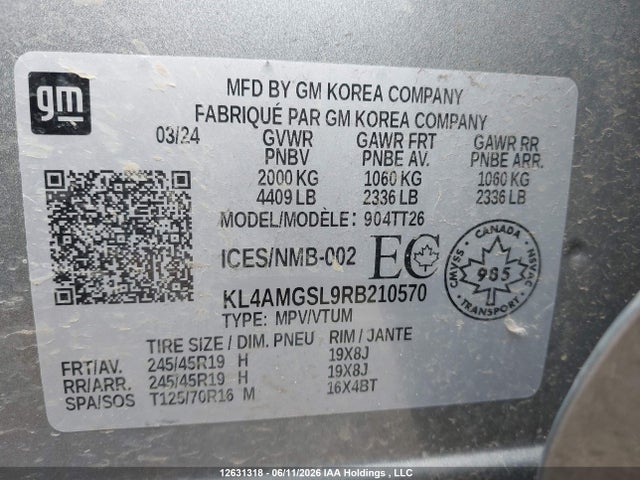 12631318 :رقم المزاد ، KL4AMGSL9RB210570 vin ، 2024 Buick Encore Gx Avenir Awd مزاد بيع