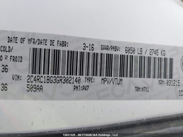2C4RC1BG3GR302140 Chrysler Town &amp; Country Touring