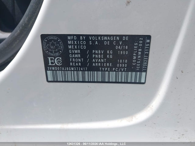 3VWD07AJ8GM372417 Volkswagen Jetta Comfortline