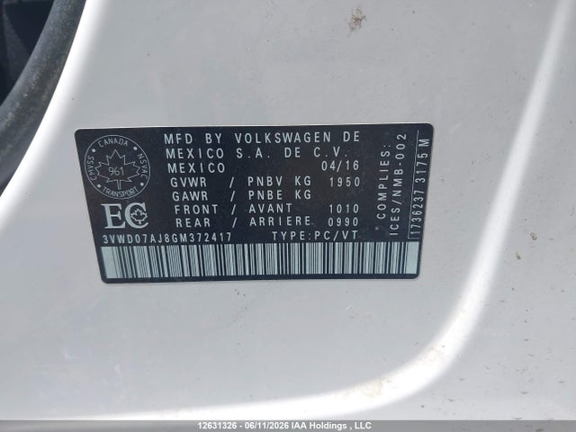3VWD07AJ8GM372417 Volkswagen Jetta Comfortline