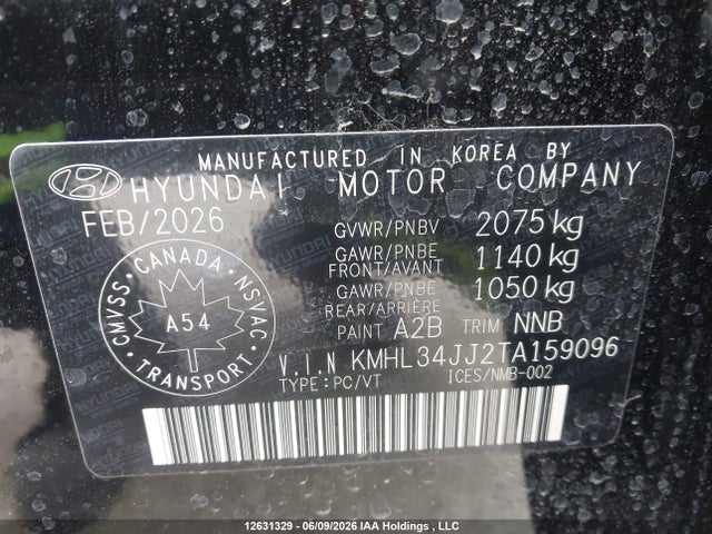 2026 Hyundai Sonata Hybrid/sel მანქანა იყიდება აუქციონზე, vin: KMHL34JJ2TA159096, აუქციონის ნომერი: 12631329