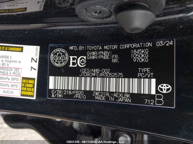 JTDBCMFE4R3052575 Toyota Corolla Le/se/xle/night Shade