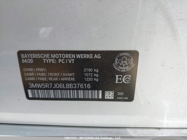 Aukcja sprzedaży 2020 Bmw 330i Xdrive, vin: 3MW5R7J06L8B37616, numer aukcji: 12631331